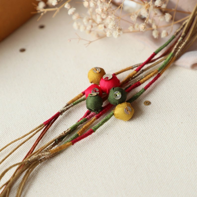 Upcycled Fabric Artisanal Fabric Bead Rakhi Set of 6 | Verified Sustainable by Brown Living™