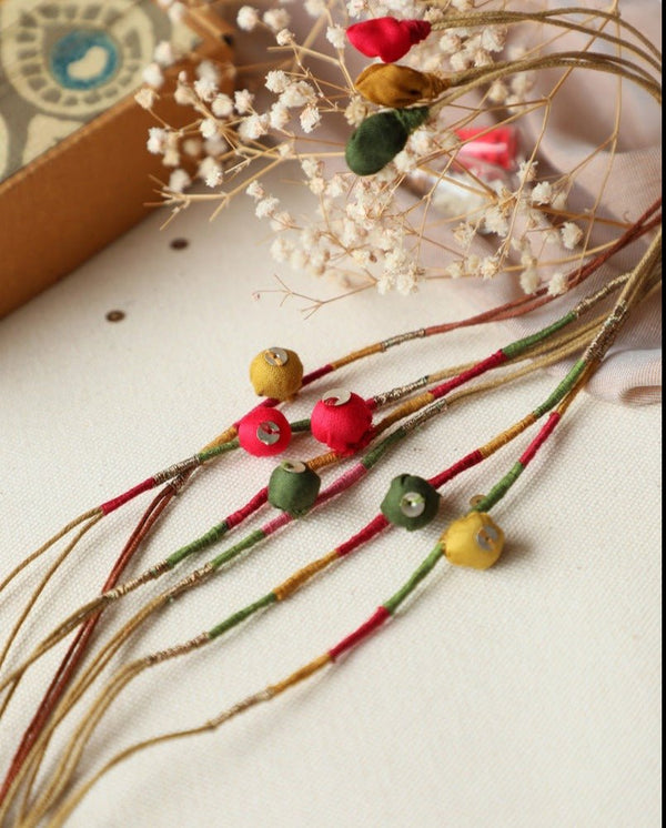 Upcycled Fabric Artisanal Fabric Bead Rakhi Set of 6 | Verified Sustainable by Brown Living™