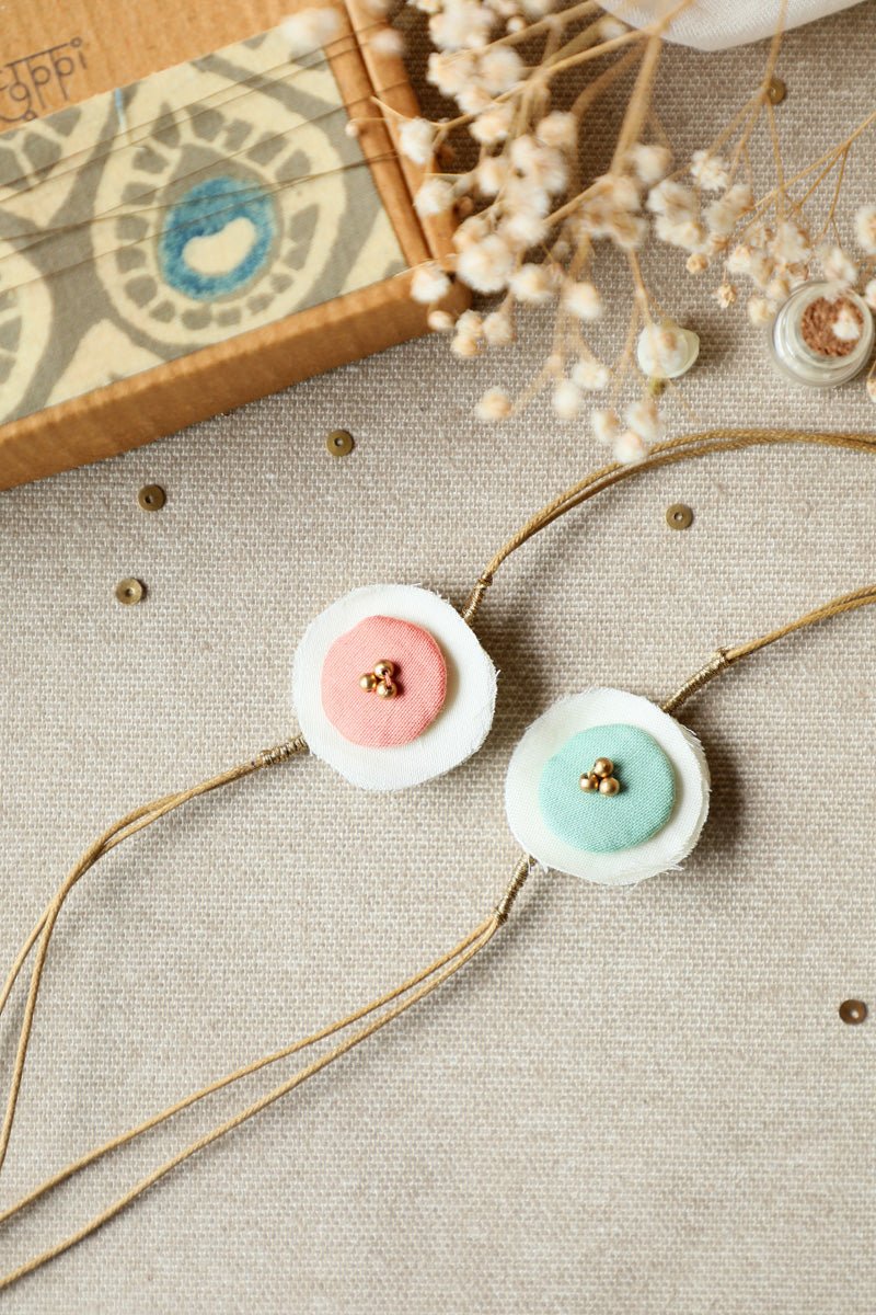 Upcycled Fabric Artisanal Rakhi (Pink & Blue) - Set of 2 | Verified Sustainable by Brown Living™