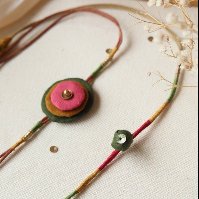 Upcycled Fabric Artisanal Rakhi - Set of 2 | Verified Sustainable by Brown Living™