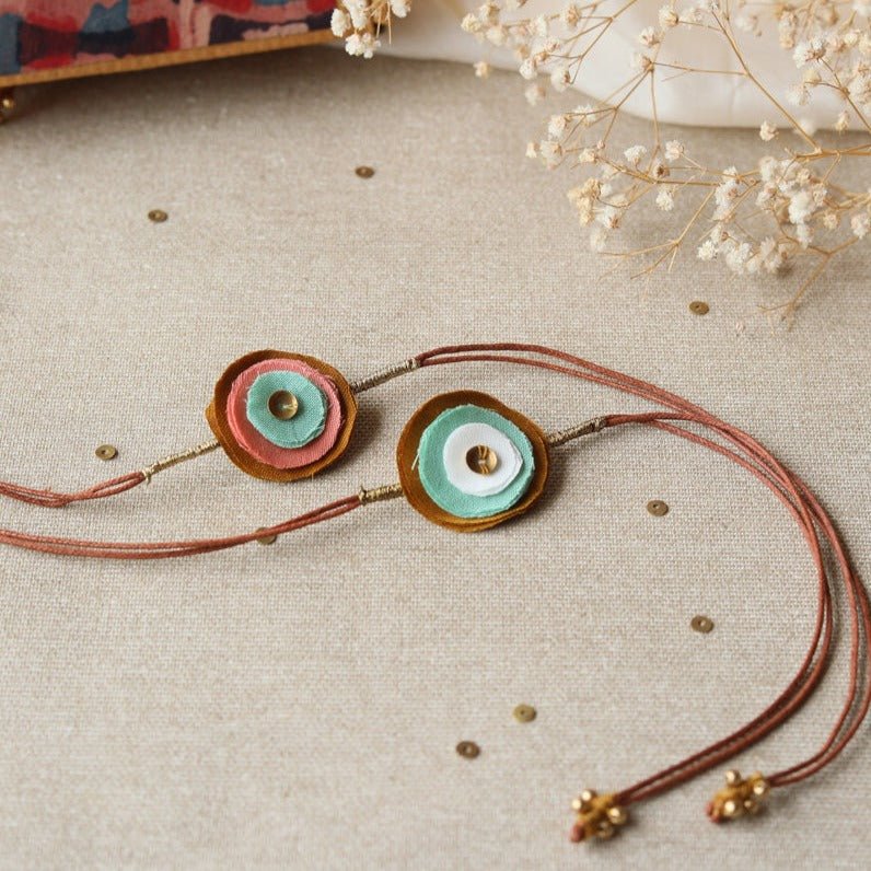 Upcycled Fabric Artisanal Rakhi - Set of 2 | Stacked Circle Design | Verified Sustainable by Brown Living™