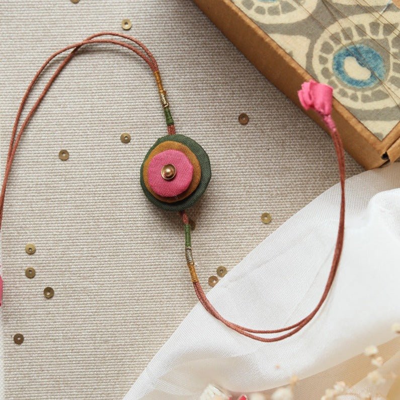 Upcycled Fabric Artisanal Rakhi | Stacked Circles | Verified Sustainable by Brown Living™