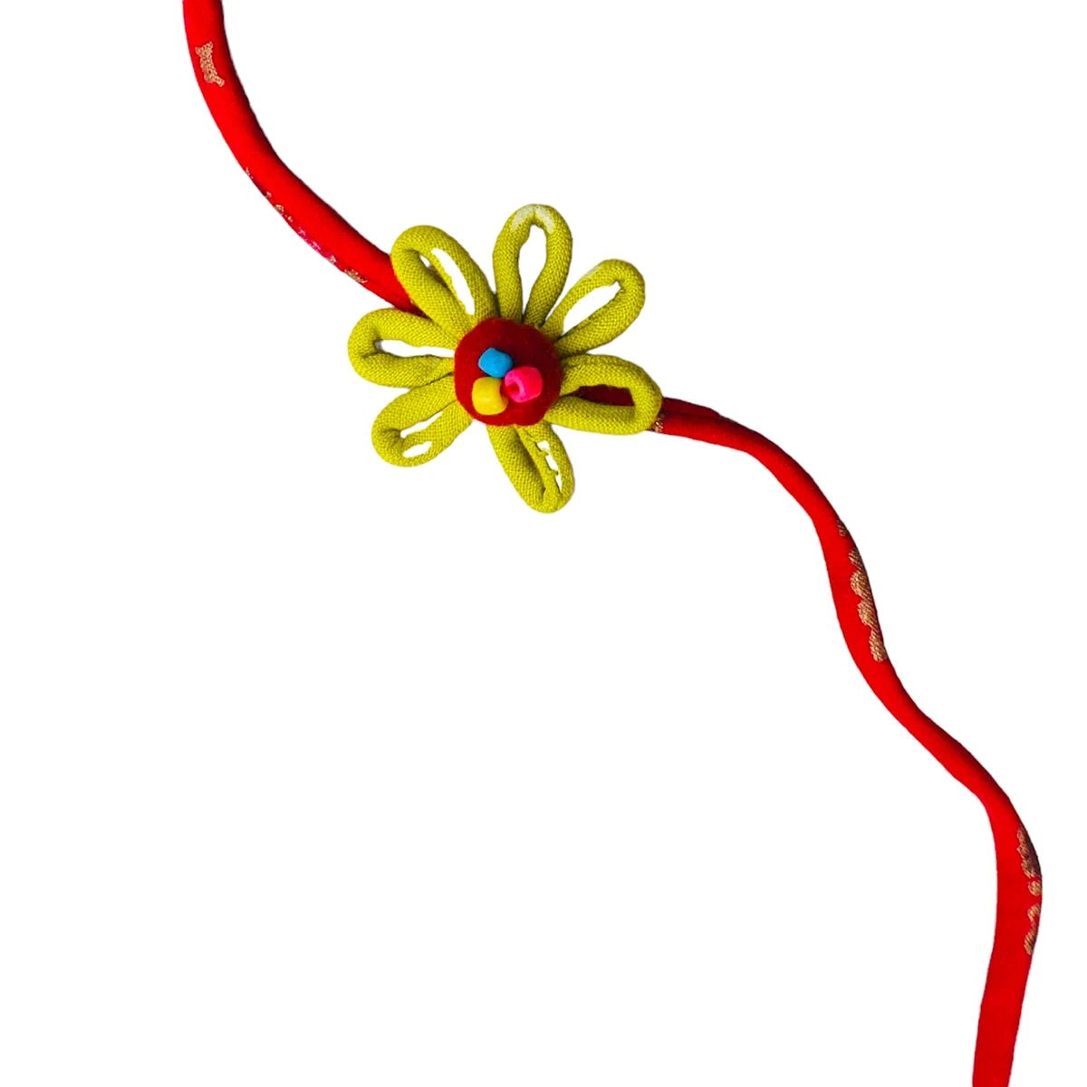Upcycled Handmade Daizy Love Rakhi – Rakhi by USE ME WORKS available on Brown Living™. . SKU: UMW - Rakhi - 13. Img 2.