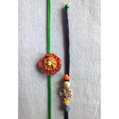 Upcycled Handmade Flower Power Rakhi Combo (Pack of 4) – Rakhi by USE ME WORKS available on Brown Living™. . SKU: UMW - Combo - Rakhi - 06. Img 5.