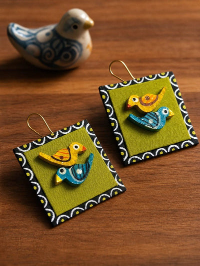 Upcycled Handmade Textile Earrings | Chidiya Statement Earrings – Womens Earrings on Brown Living™. SKU: KE18. Img 1.