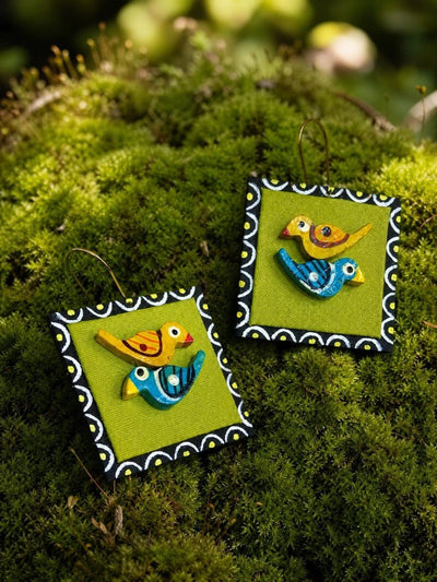Upcycled Handmade Textile Earrings | Chidiya Statement Earrings – Womens Earrings on Brown Living™. SKU: KE18. Img 3.