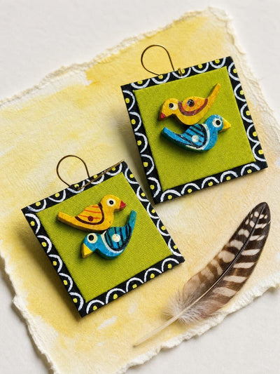 Upcycled Handmade Textile Earrings | Chidiya Statement Earrings – Womens Earrings on Brown Living™. SKU: KE18. Img 2.