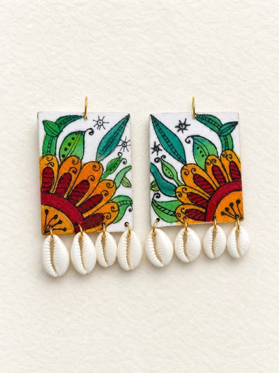 Upcycled Handmade Textile Earrings | Coastal Statement Earrings – Womens Earrings on Brown Living™. SKU: KE19. Img 3.