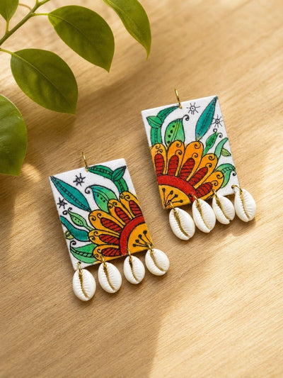 Upcycled Handmade Textile Earrings | Coastal Statement Earrings – Womens Earrings on Brown Living™. SKU: KE19. Img 2.
