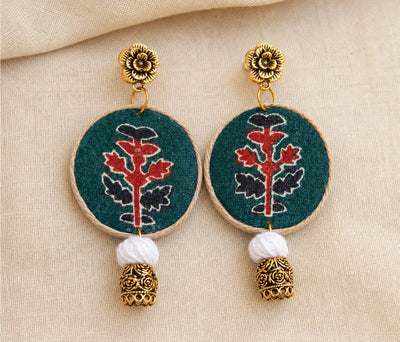 Upcycled Handmade Textile Earrings | Juhu Statement Earrings – Womens Earrings on Brown Living™. SKU: KE13. Img 2.