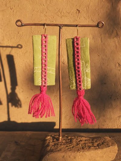 Upcycled Handmade Textile Earrings | Kuhu Statement Earrings – Womens Earrings on Brown Living™. SKU: K312. Img 2.