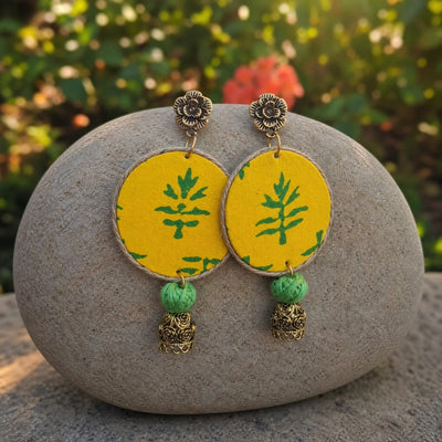 Upcycled Handmade Textile Earrings | Mehak Statement Earrings – Womens Earrings on Brown Living™. SKU: KE11. Img 2.