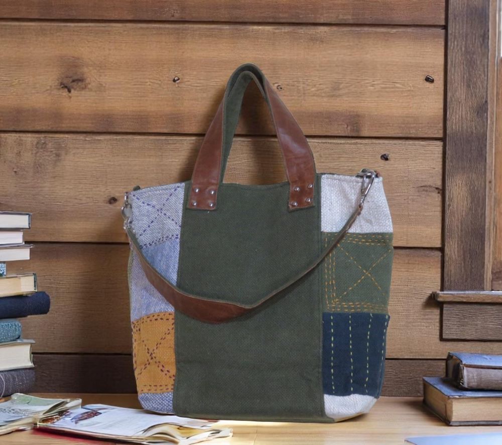 Upcycled Hobo Bag for Women | Sustainable Handmade Handbag – Womens Handbag on Brown Living™. SKU: KRBL01. Img 2.