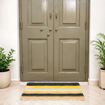 Upcycled Marine Textile Doormat | Reclaimed Fabric Home Mat – Mats & Rugs on Brown Living™. SKU: Pattern1New. Img 6.