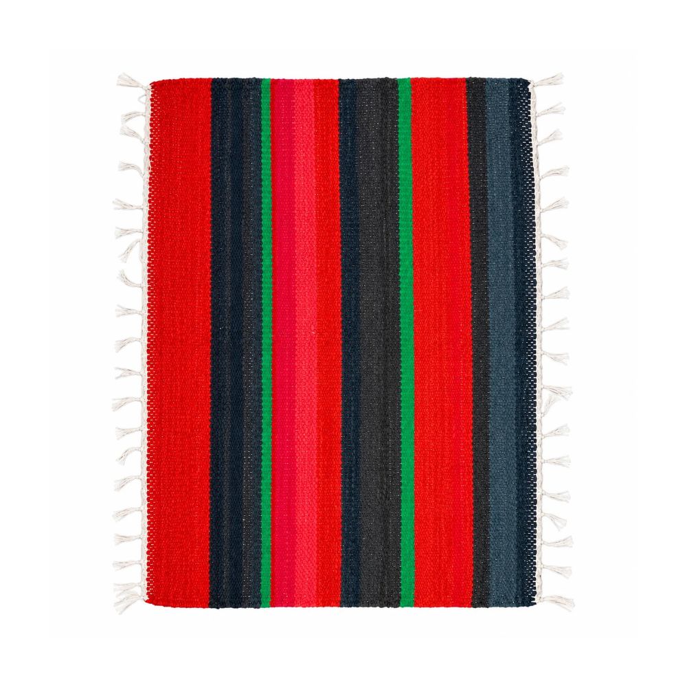 Upcycled Marine Textile Doormat | Reclaimed Fabric Home Mat – Mats & Rugs on Brown Living™. SKU: Pattern6red. Img 11.