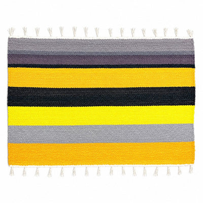 Upcycled Marine Textile Doormat | Reclaimed Fabric Home Mat – Mats & Rugs on Brown Living™. SKU: Patternyellowblack. Img 7.