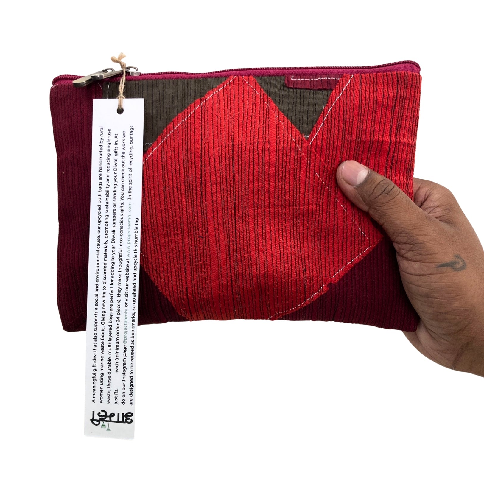 Upcycled Marine Textile Travel Organiser Pouch – Travel Organiser on Brown Living™. SKU: PUSRED. Img 5.