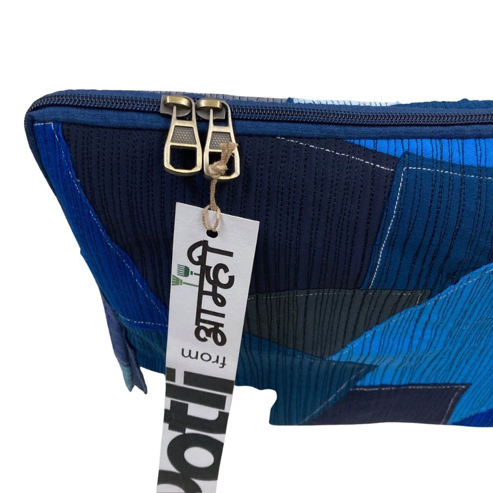 Upcycled Patchwork Laptop Bag Handcrafted Fabric Laptop Carry Bag – Laptop Sleeve on Brown Living™. SKU: ASWMLAPBLUE. Img 8.