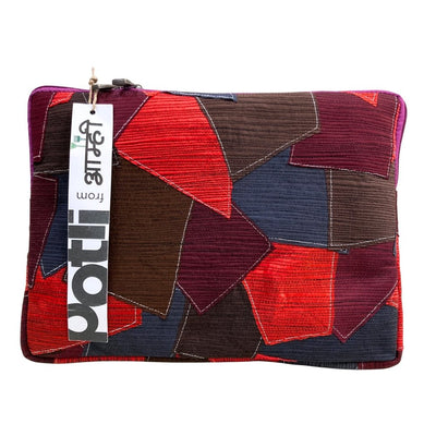 Upcycled Patchwork Laptop Bag Handcrafted Fabric Laptop Carry Bag – Laptop Sleeve on Brown Living™. SKU: ASWMLAPBLUE. Img 11.