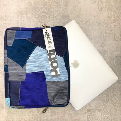 Upcycled Patchwork Laptop Bag Handcrafted Fabric Laptop Carry Bag – Laptop Sleeve on Brown Living™. SKU: ASWMLAPBUR. Img 5.