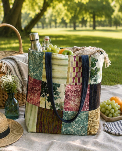 Upcycled Patchwork Shopping Bags Reusable Cloth Tote – Handbags on Brown Living™. SKU: IUCSB-02. Img 9.