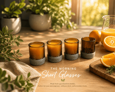 Upcycled Shot Glasses Set of 4 (120ml) | Eco Friendly Drinking Glasses – Glasses & Tumblers on Brown Living™. SKU: MSG01. Img 2.