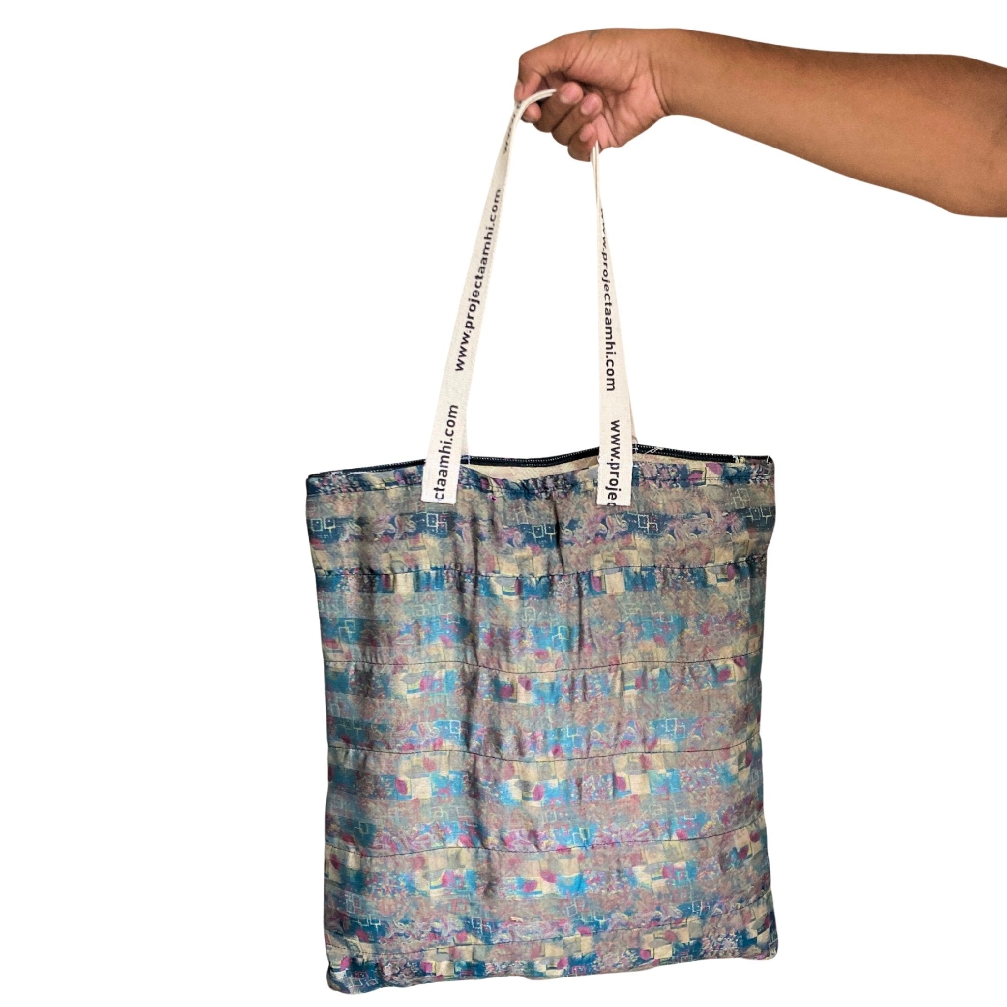 Upcycled Tote Bag Sustainable Reusable Carry Bag – Tote Bag on Brown Living™. SKU: ASWMDG. Img 34.