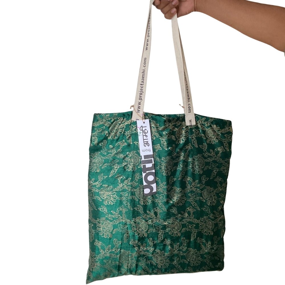 Upcycled Tote Bag Sustainable Reusable Carry Bag – Tote Bag on Brown Living™. SKU: ASWMTIFORA. Img 1.