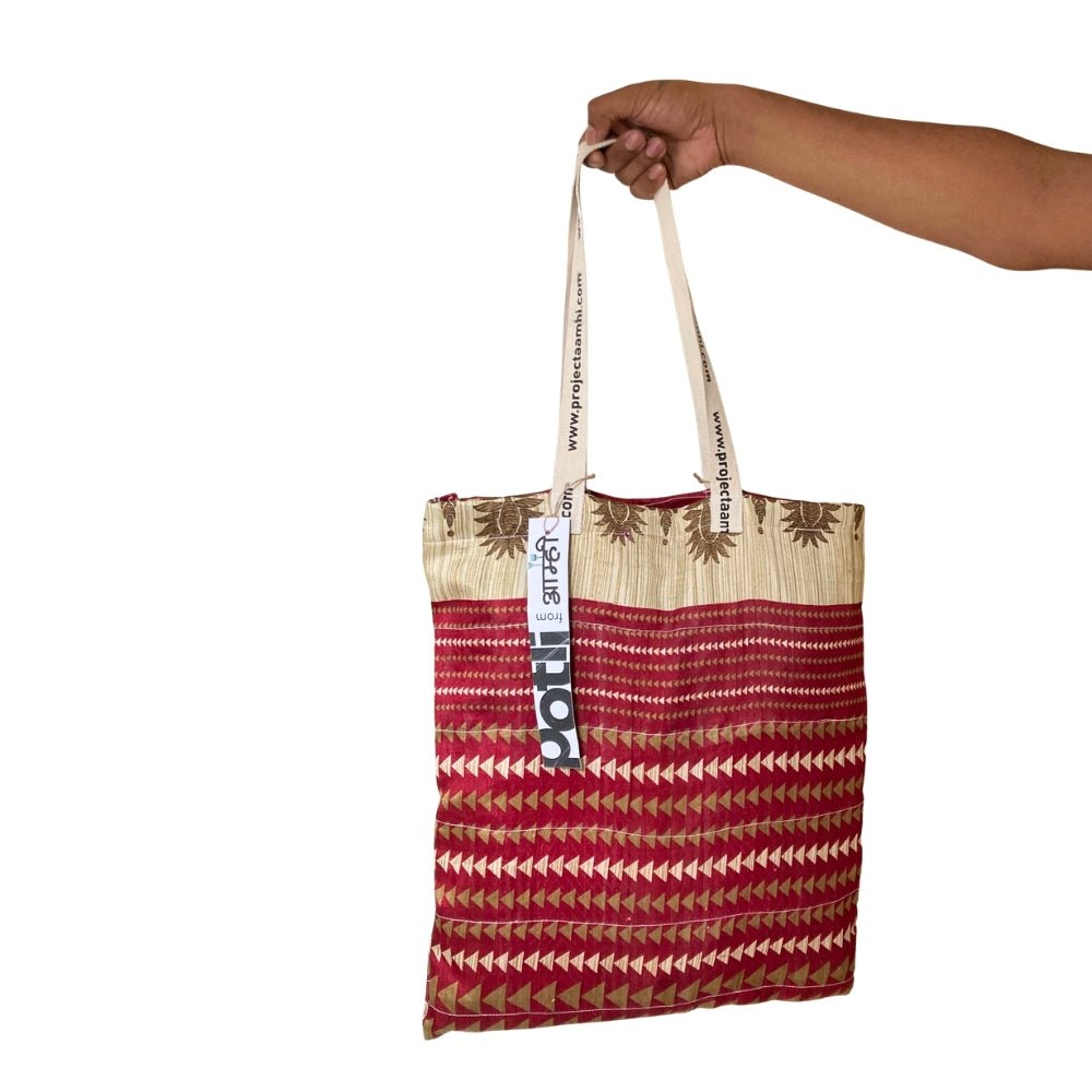 Upcycled Tote Bag Sustainable Reusable Carry Bag – Tote Bag on Brown Living™. SKU: ASWMTIFRED. Img 15.