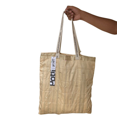 Upcycled Tote Bag Sustainable Reusable Carry Bag – Tote Bag on Brown Living™. SKU: ASWMTIFWHI. Img 5.