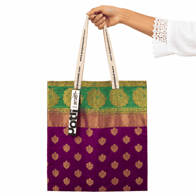 Upcycled Tote Bag Sustainable Reusable Carry Bag – Tote Bag on Brown Living™. SKU: Pattern15. Img 38.