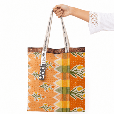 Upcycled Tote Bag Sustainable Reusable Carry Bag – Tote Bag on Brown Living™. SKU: Pattern22. Img 45.
