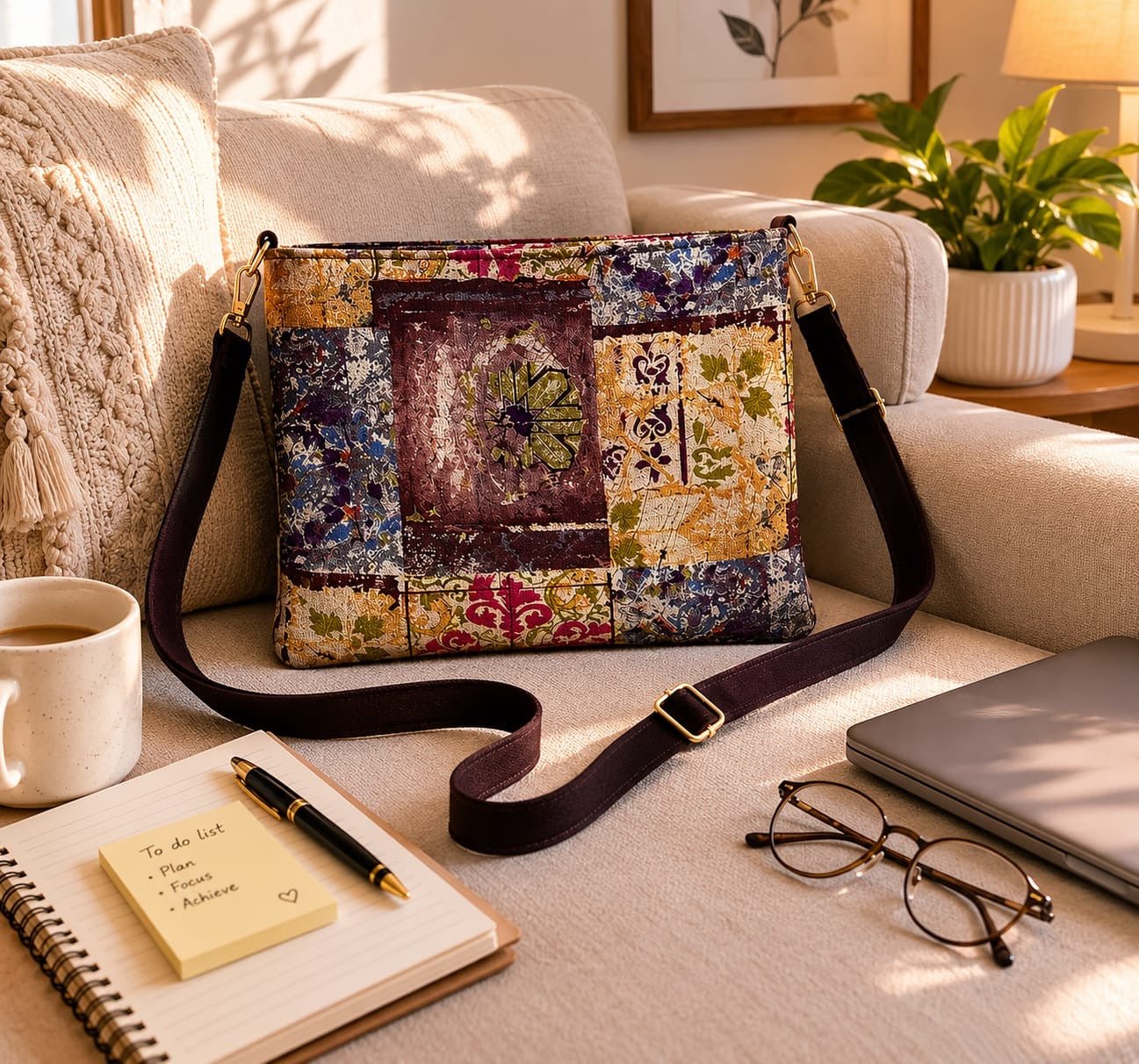 Upcycled Velvet Satin Mini Sling Bags Stylish Hands Free Bags – Sling Bag on Brown Living™. SKU: IRABLP03. Img 6.