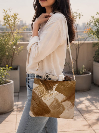 Upcycled Velvet Satin Mini Sling Bags Stylish Hands Free Bags – Sling Bag on Brown Living™. SKU: IRABLP03. Img 10.