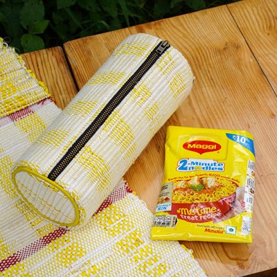 Upcycled Yellow Zip Multipurpose Lightweight Pouch | Verified Sustainable by Brown Living™