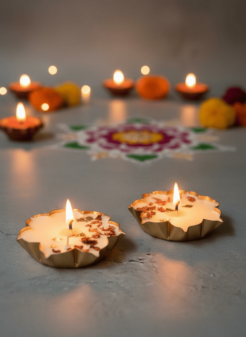 Urli Brass Soy Wax Candles – Set of 2 | Handcrafted Decorative Candles – Candles & Fragrances on Brown Living™. SKU: UCRH02. Img 6.