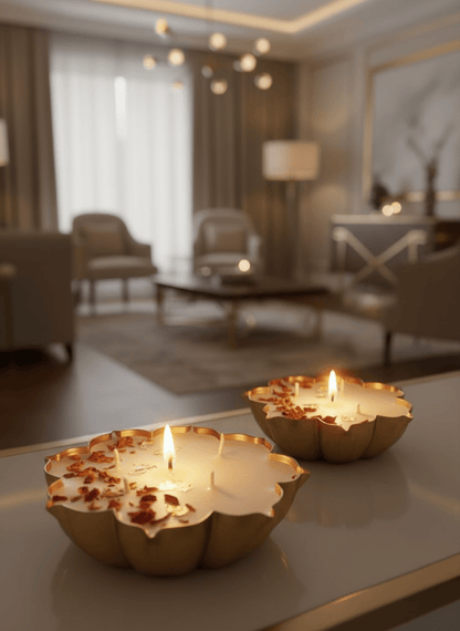 Urli Brass Soy Wax Candles – Set of 2 | Handcrafted Decorative Candles – Candles & Fragrances on Brown Living™. SKU: UCRH02. Img 7.