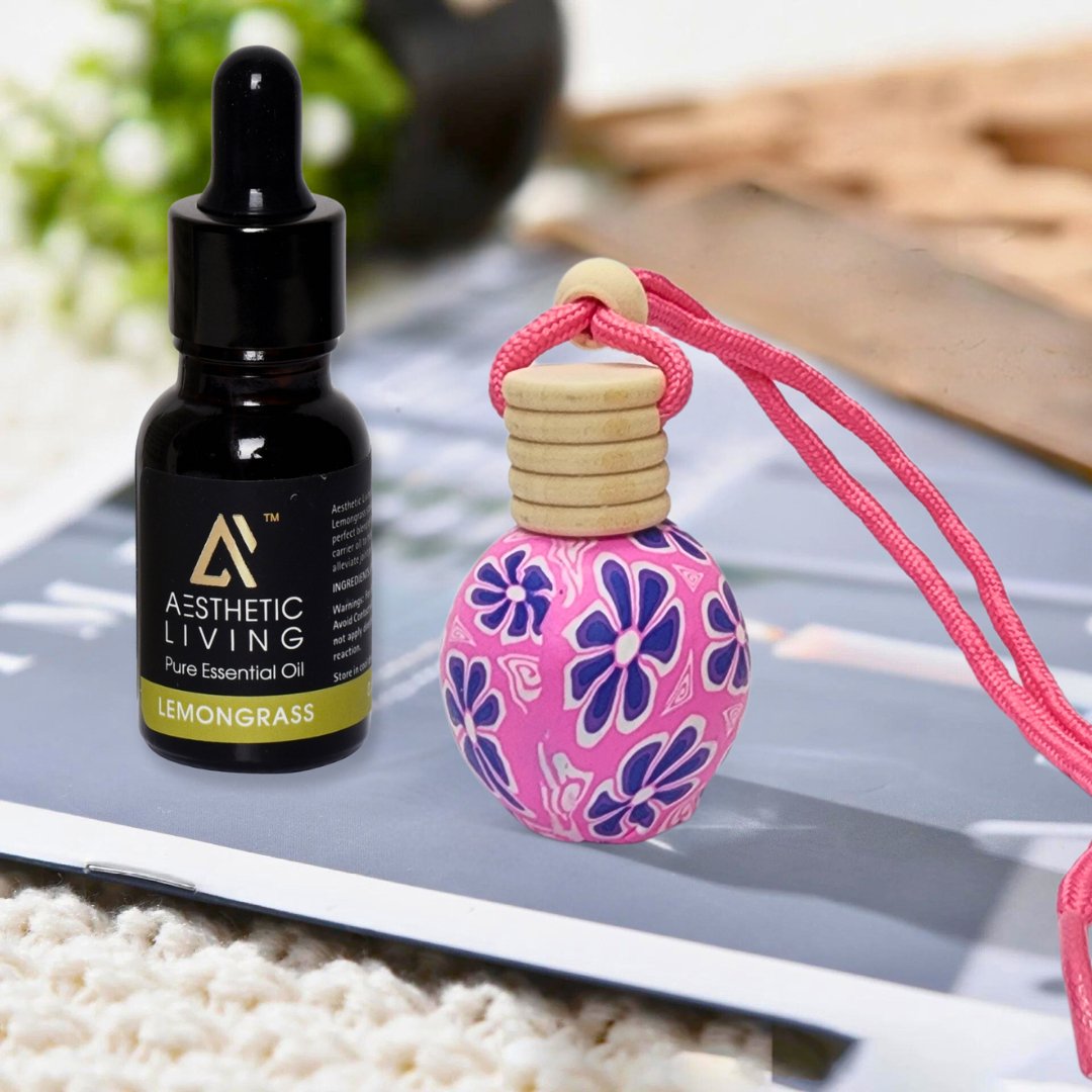 Floral Multishape Car Aromatizer Bottle with Essential Oil | Verified Sustainable by Brown Living™