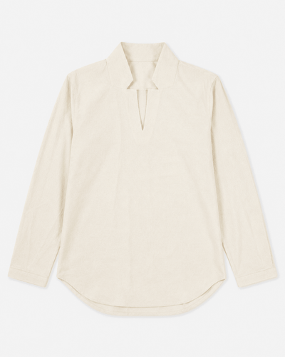 V-Notch Collar Pullover Shirt – Minimal Modern Everyday Essential Top – Womens Shirt on Brown Living™. SKU: ACB2026011. Img 1.