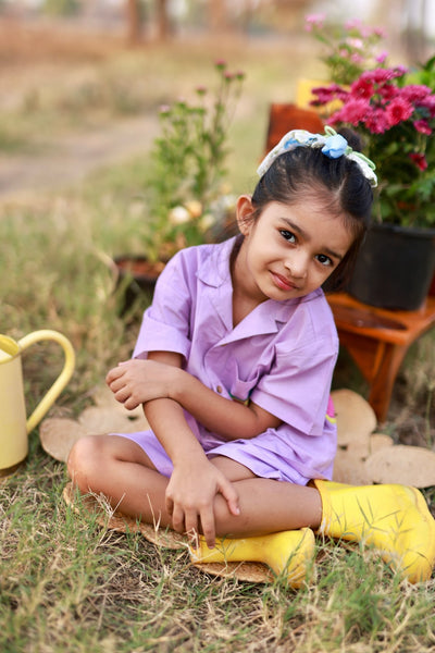 Vacay Please Girls Cotton Co - ord Set | Printed Comfortable Kids Outfit – Kids Daywear Sets on Brown Living™. SKU: VPG23M1. Img 1.