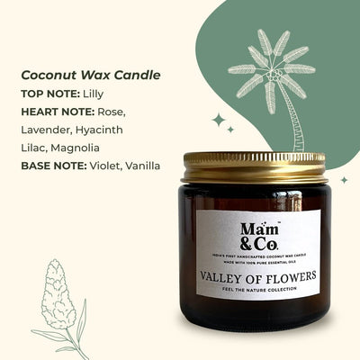 Valley of Flowers - 100% Coconut Wax Botanical Candle – Candles & Fragrances on Brown Living™. SKU: BC10003. Img 4.