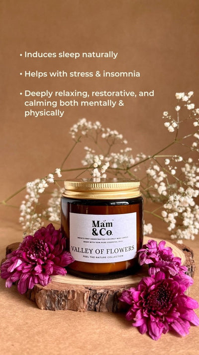 Valley of Flowers - 100% Coconut Wax Botanical Candle – Candles & Fragrances on Brown Living™. SKU: BC10003. Img 8.