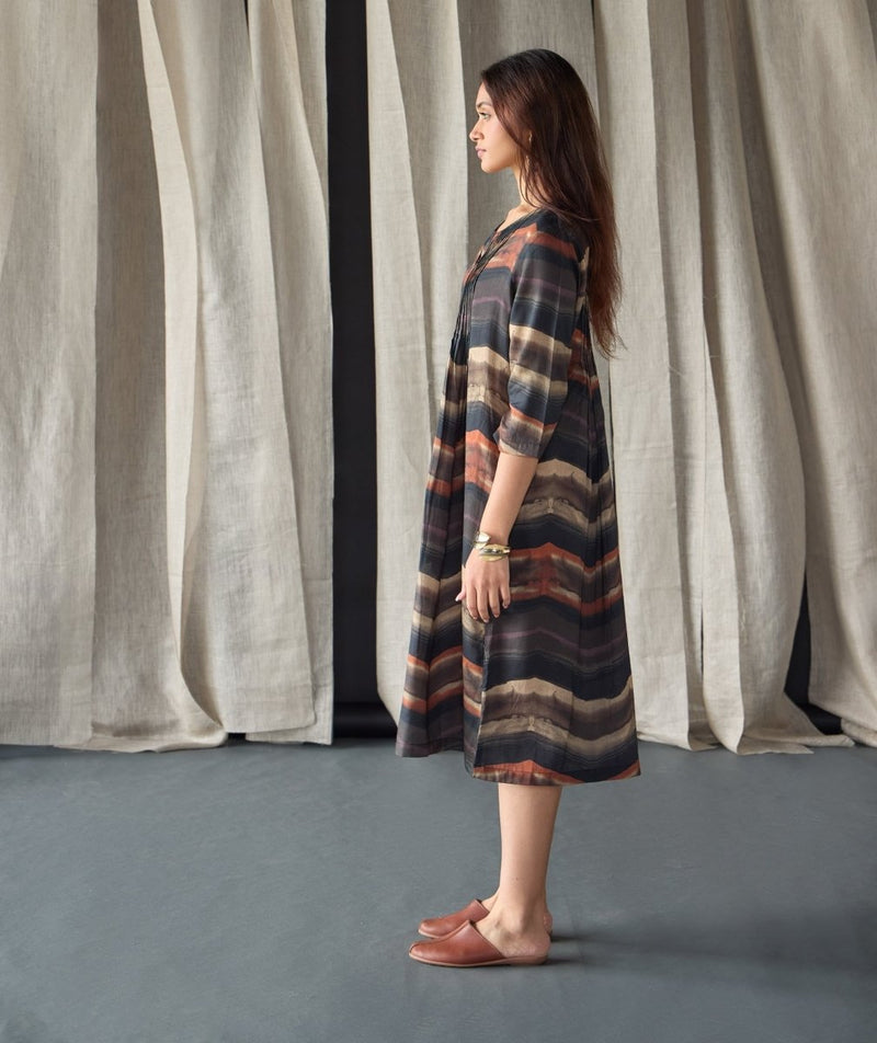 Valley Paint Flowy Silk Dress - Black | Verified Sustainable by Brown Living™