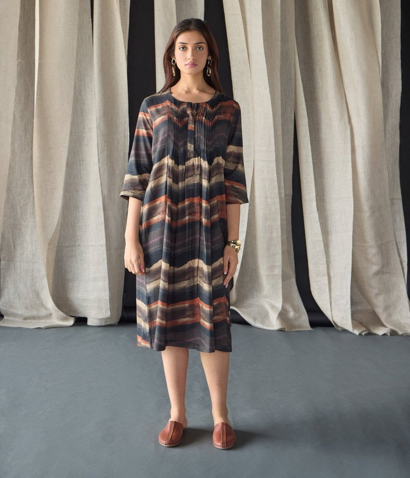 Valley Paint Flowy Silk Dress - Black | Verified Sustainable by Brown Living™