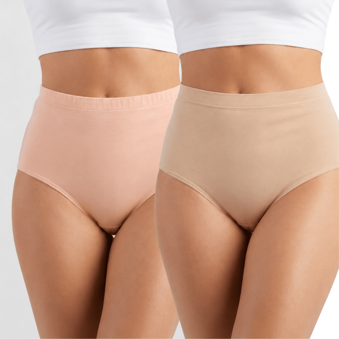 Vanilla & Blush Organic Cotton Classic Brief Pack of 2 – Womens Underwear on Brown Living™. SKU: 001HWBNude-BeigeS. Img 1.