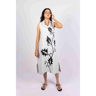 Vanya Cowl Neck Dress With Applique Work – Womens Dress on Brown Living™. SKU: HD1009GXSN. Img 9.