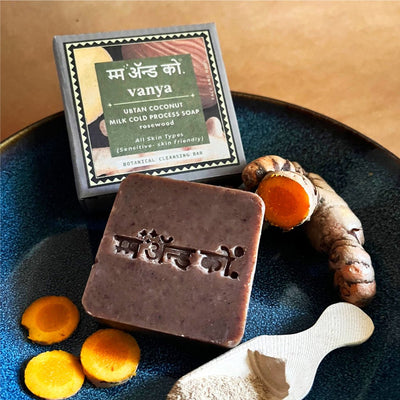 Vanya Ubtan Coconut Milk Cold Process Soap – Body Soap on Brown Living™. SKU: CB08. Img 1.