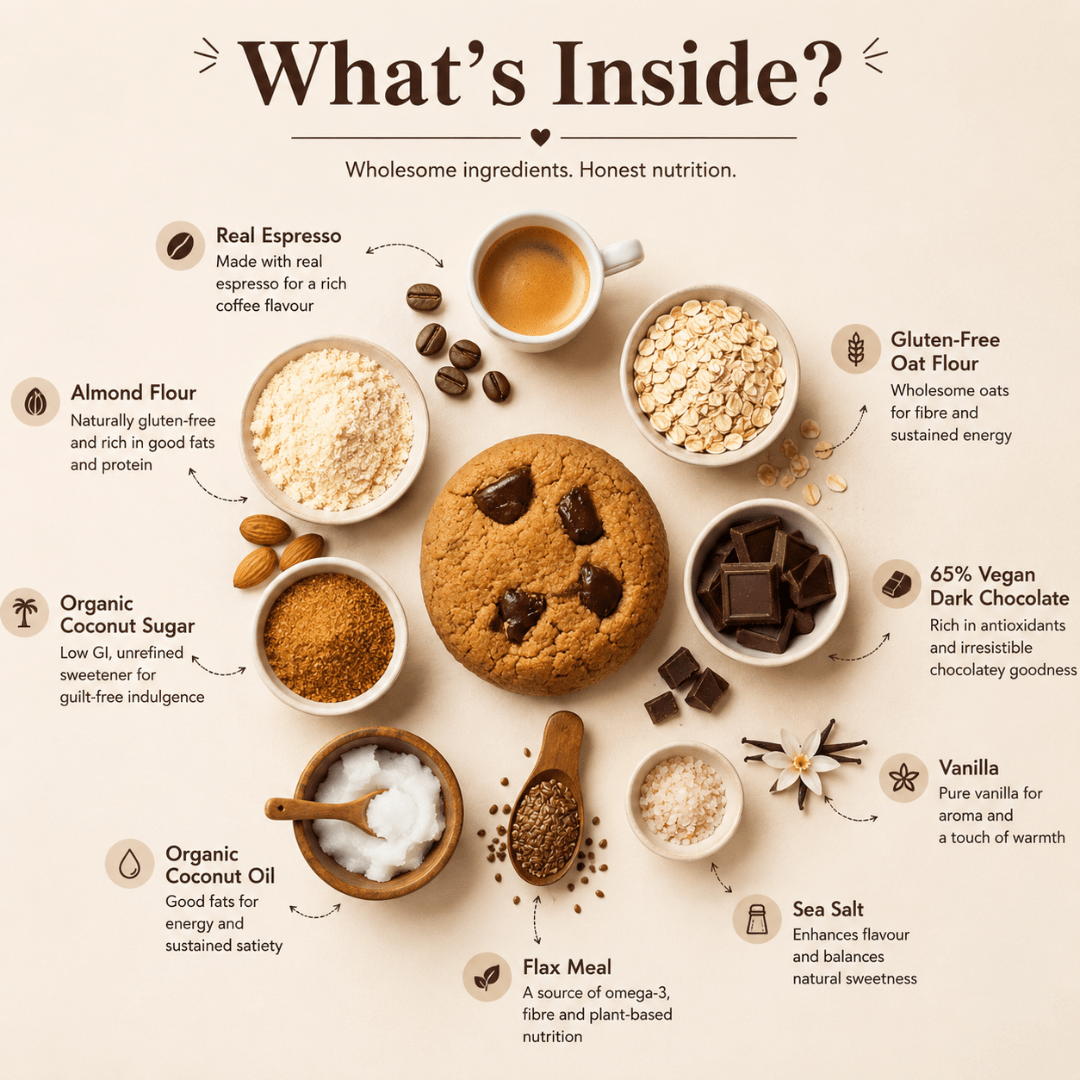 Vegan Espresso Cookies | Gluten-Free & Refined Sugar-Free (Pack of 2) – Healthy Snacks on Brown Living™. SKU: ESC. Img 3.