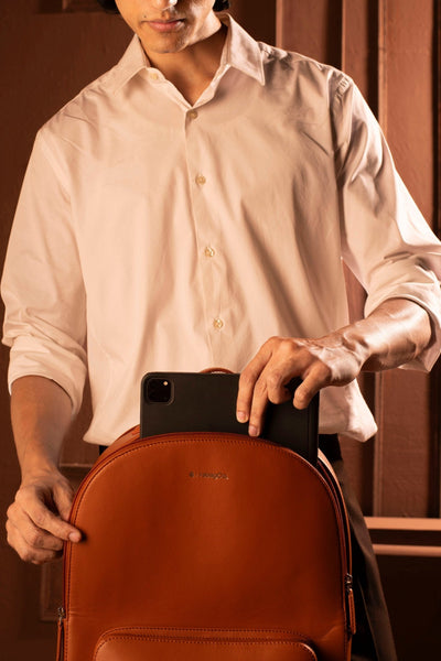 Vegan Leather Laptop Backpack for Everyday Use – Backpacks on Brown Living™. SKU: BL-BPK-BRN-001. Img 23.