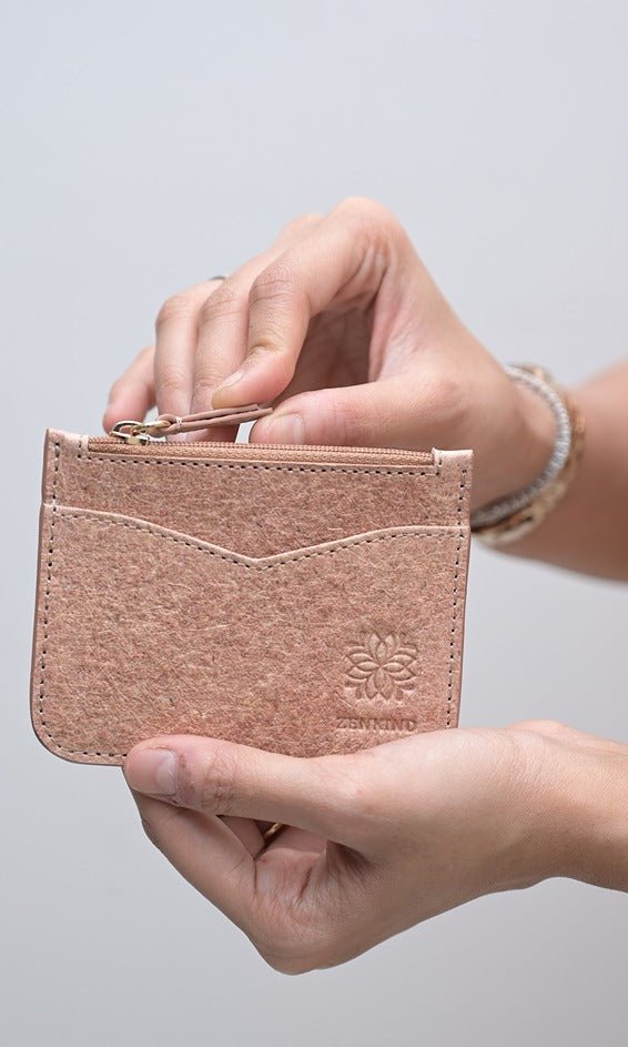 Vegan Pocket Card Holder | Coconut Leather Eco - Friendly Wallet – Passport Wallet on Brown Living™. SKU: zk222. Img 1.